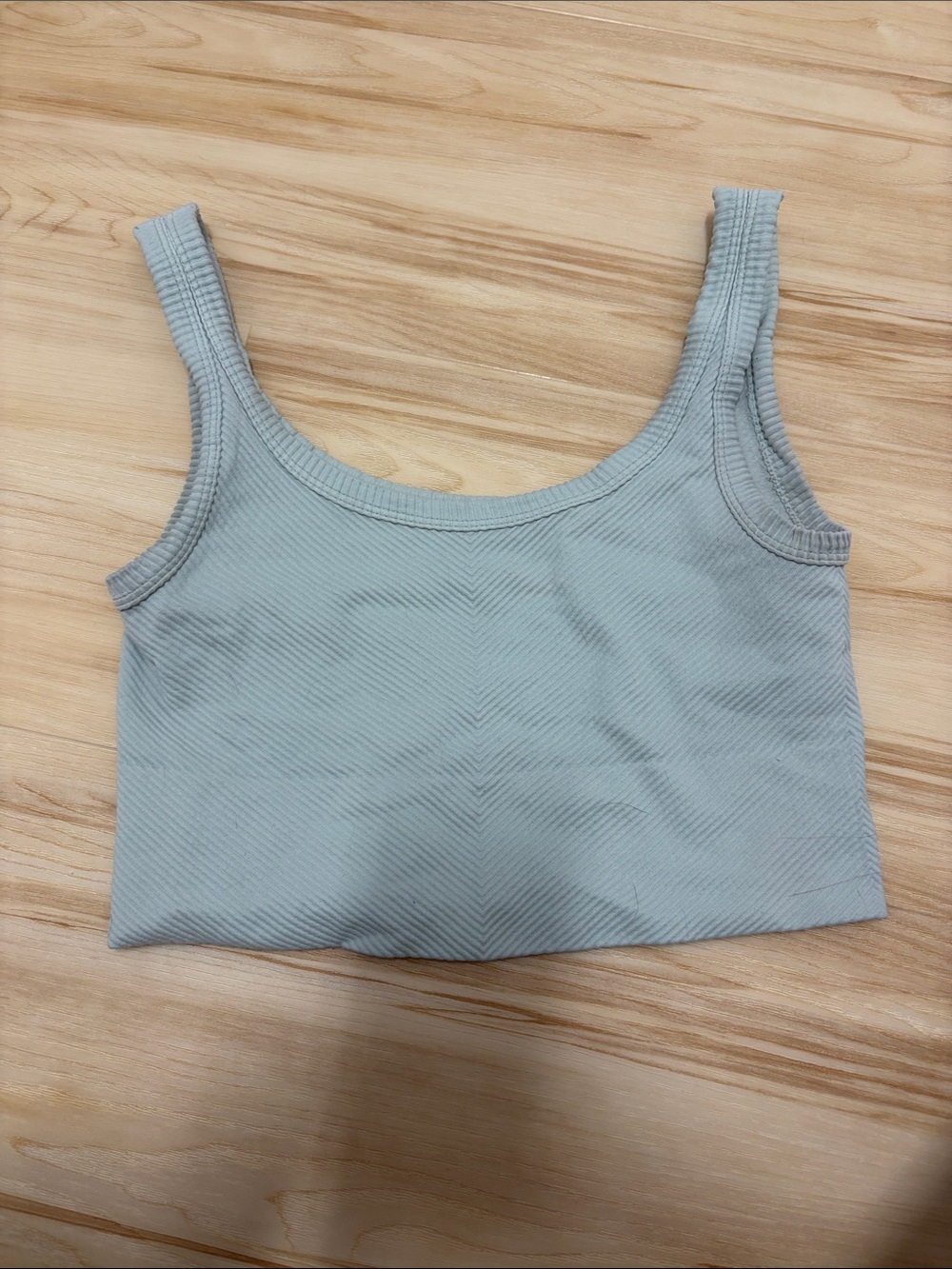 Light Blue Ribbed Cropped Tank Top